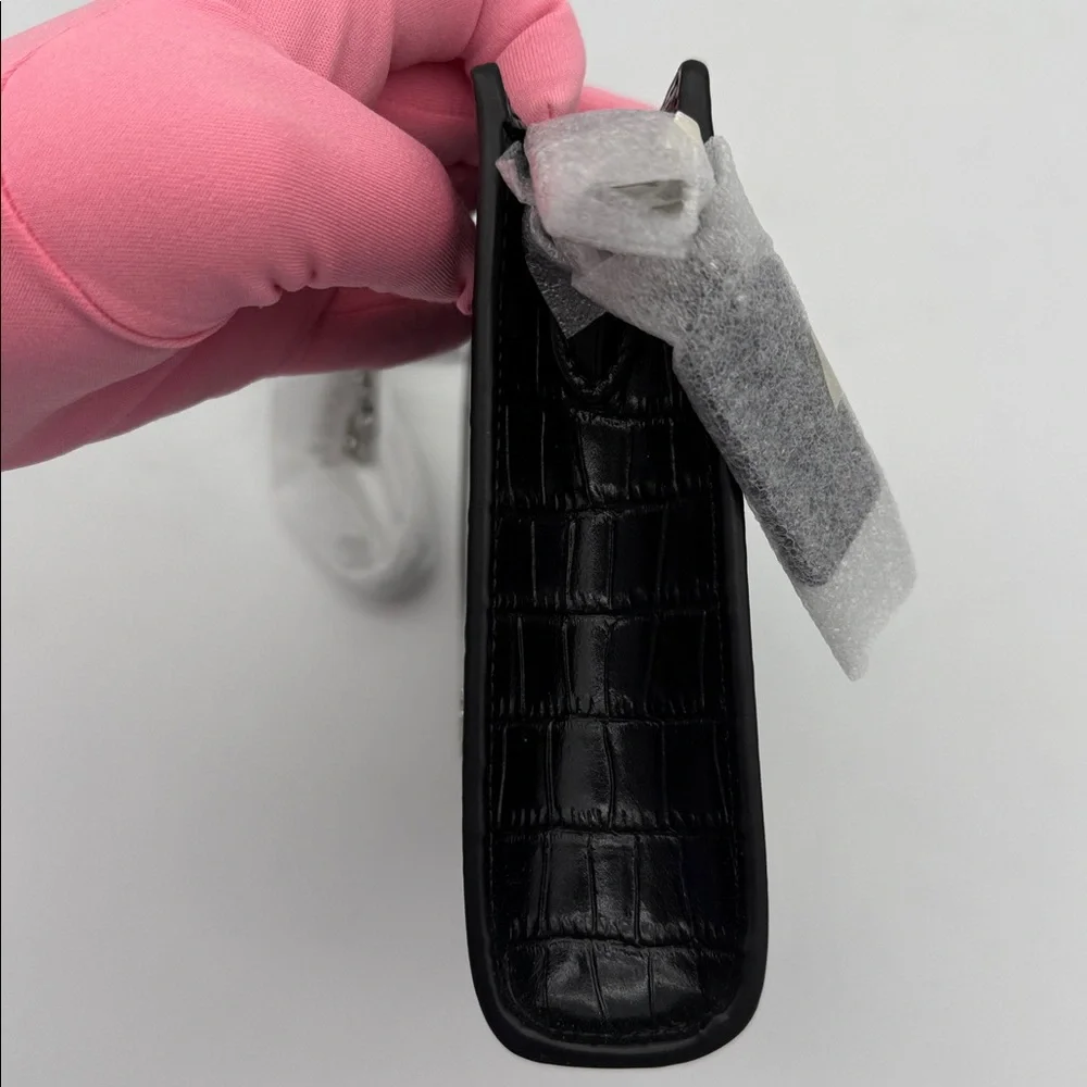 Coach Slim Crossbody Croc Embossed Bag Black - Picture 4 of 16